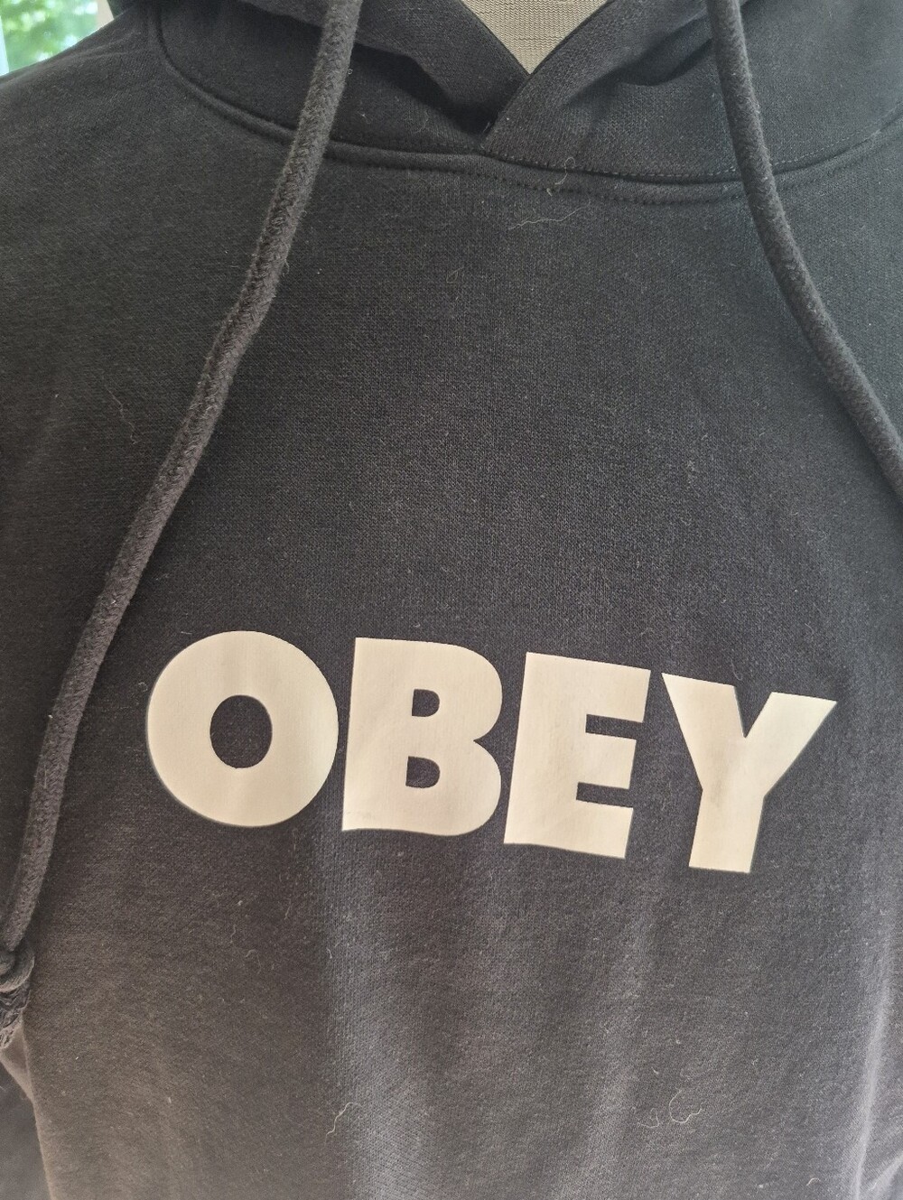 3/$99 Obey Black Pullover Hoodie with White Logo - Picture 3 of 5